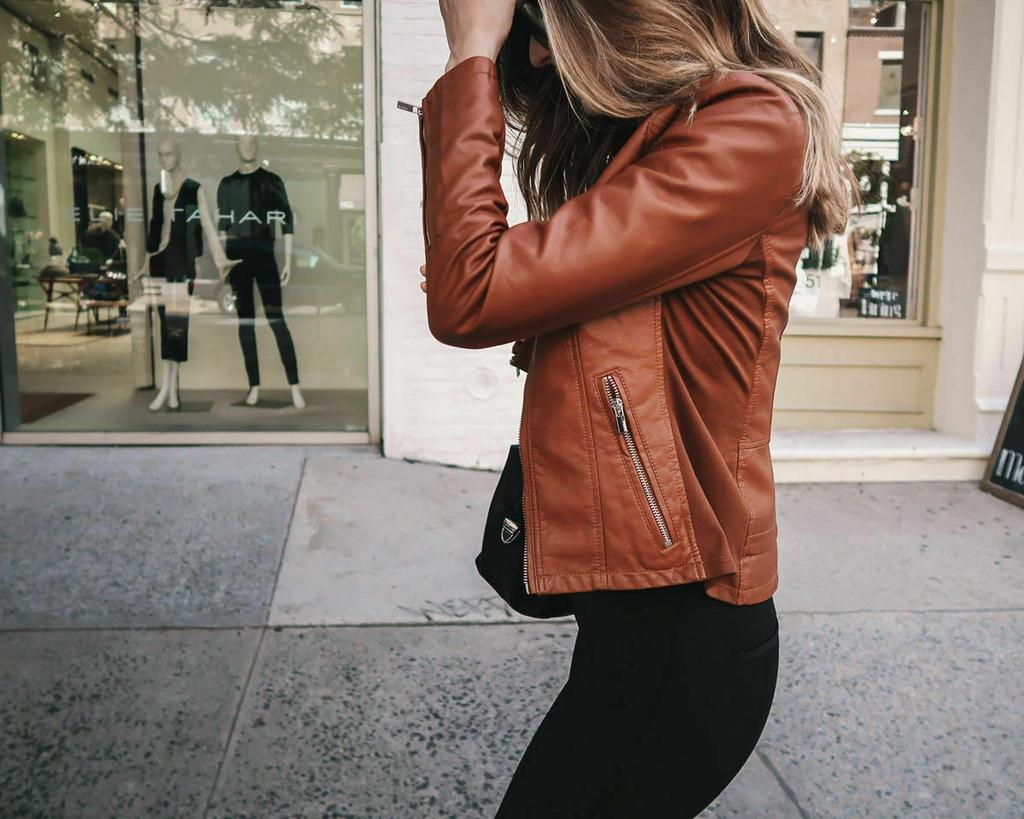 Casual Formal Stylish Women's Genuine Lambskin Leather Motorcycle Brown Handmade Jacket