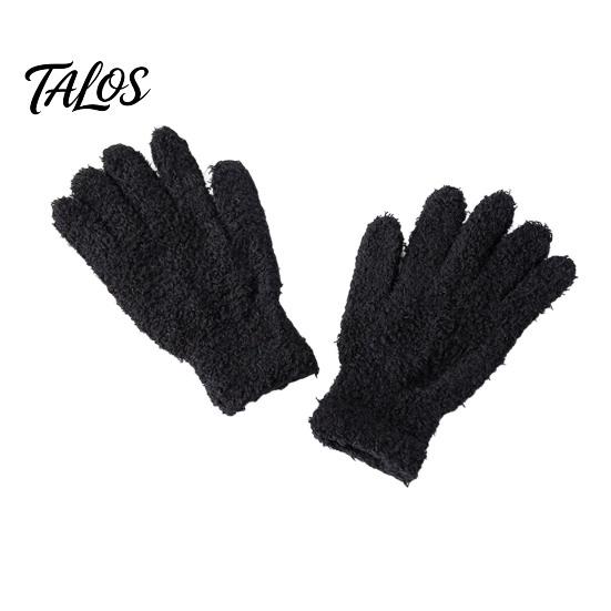Anti Cold Windproof Mittens Winter Warm Coral Fleece Gloves for Women, Soft Five Finger Solid Color Accessories Gloves, Thermal Autumn Breathable Hand