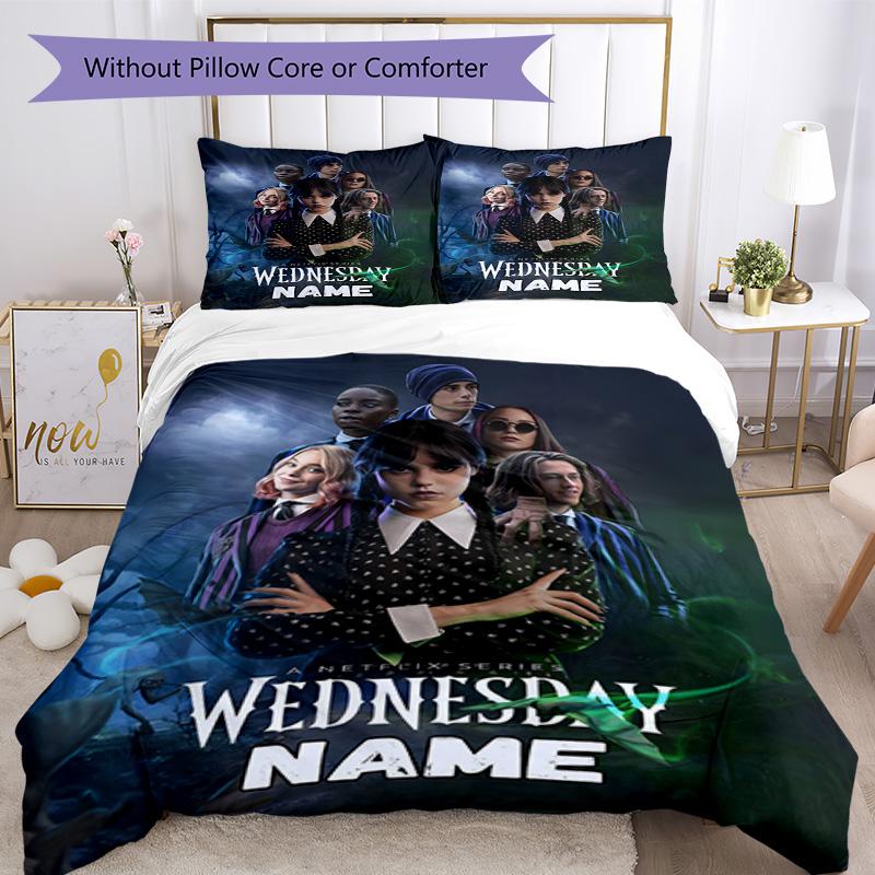 Wednesday's Enigmatic Journey 3-Piece Bedding Set, Soft Duvet Cover with 12 Pillowcases, Bedroom Home Decoration