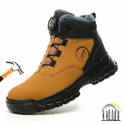 Warm Work Boots Winter Safety Shoes Rotating Button Industrial Shoes High Top Steel Toe Cap Boots Waterproof Non-slip Work Shoes