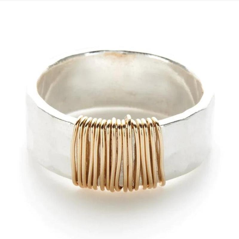 Anillos geométricos únicos de cara ancha para mujer, anillo de compromiso de fiesta de color plata vintage
