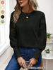 Women's Long Sleeve Top with Sunflower Lace Sleeve Detail