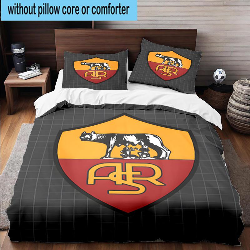 Set Biancheria da Letto Stampato 3 Pezzi Wolf Football Club Roma Copripiumino Chiusura Include 1 Copripiumino & 2 Federe Set Biancheria da Letto Arredamento Casa Regali