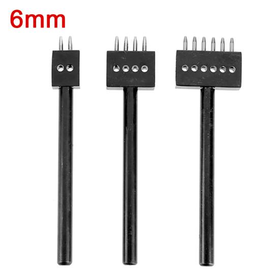 6mm Pitch 2 4 6 Prong DIY Runde Punch Loch Leder Handwerk Nähen Stanzwerkzeug