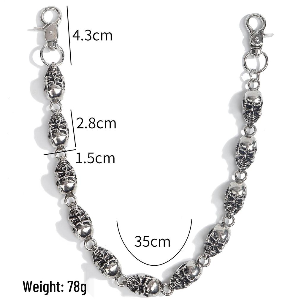 Unisex 3D Skull Waist Chain - Halloween Punk Decor for Jeans