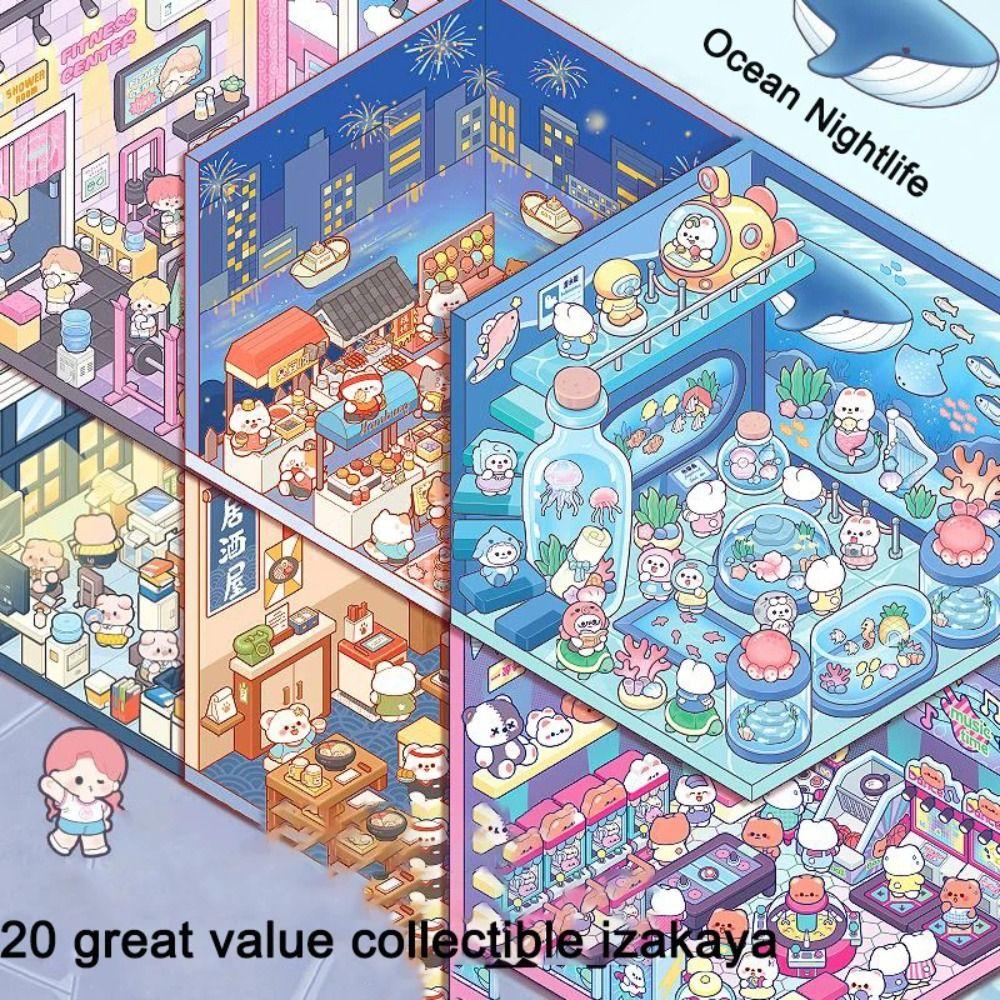 DIY Landscape Sticker Book 20in1 Cabin Scene Decorative Decals Student