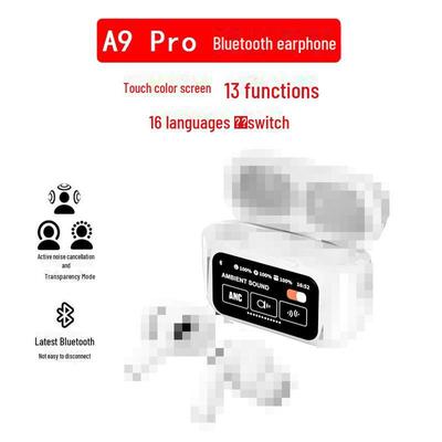 Zestaw słuchawkowy Bluetooth Huaqiangbei A9 Pro z kolorowym ekranem TWS: Druga do piątej generacji, Sterowanie dotykowe, Redukcja szumów ANC