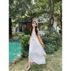 Holiday Wind Fringe Splicing Suspender Dress Women's Summer New Waist Irregular Gentle First Love Long Dress