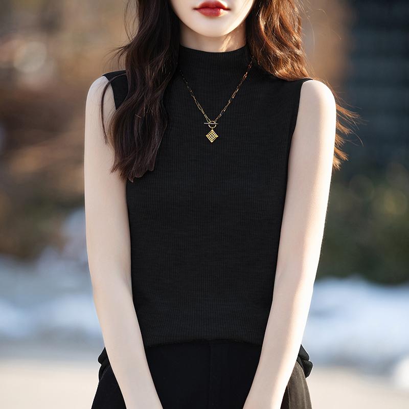 

Женская майка без рукавов MODERN NEW SAGA летняя футболка вязаный топ базовый жилет женская водолазка 2XL чёрный