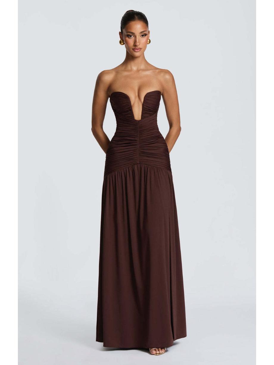 2026 Strapless Pleated High Slit Draping Formal Long Dress - Elegant Goddess Style M