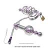 Chaqiu Electric Pulse CB Chastity Cage & Lock with Anal Plug Stainless Steel Set