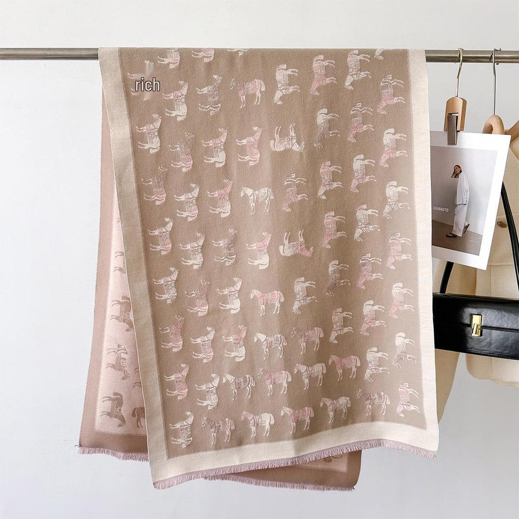 European Style Faux Cashmere Double-Sided Neck Warmer Scarf - Autumn/Winter Versatile, Warm, Cold-Proof, Windproof Shawl