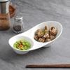 White Ceramic Two-Compartment Dipping Dish