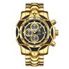 Luxury Gold Men's Quartz Watch Big Dial Chronograph Date Wristwatch Waterproof Business Casual Timepiece for Men