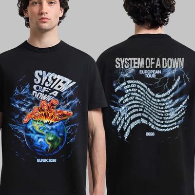 System Of A Down European Tour Euuk 2026 Tshirt Unisex Unisex Summer 100 Cotton Clothing Oversize Short Sleeved Top Streetwear