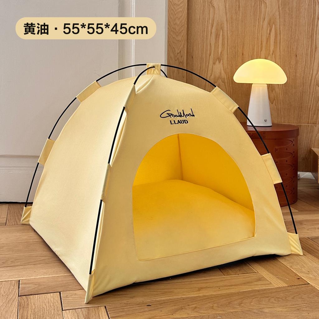 New Ins Pet Tent House Semi Closed Washable Breathable Kennel for Small Dogs Cats Indoor Outdoor Foldable Soft Bed