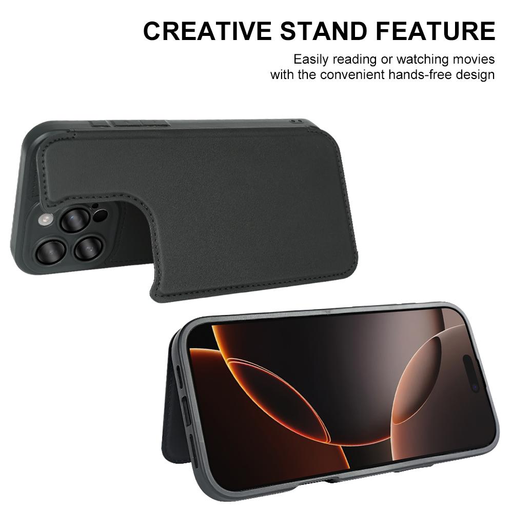 For iPhone 16 Pro Magnetic Case RCS Eco Friendly Flip Phone Cover with Kickstand RFID Blocking