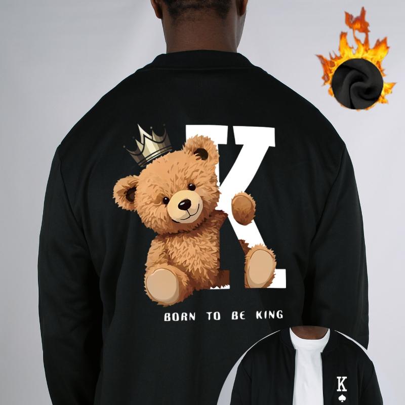 

Куртка-бомбер Crown Teddy Bear на флісовій підкладці, вітрозахисна, міцна, тепла, повсякденне універсальне пальто L чорний