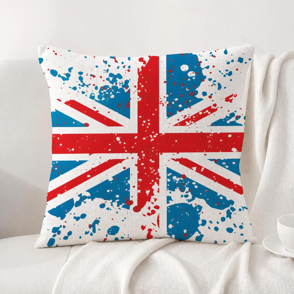 Federa per Cuscino Union Jack Bandiera Set Federe in Lino Naturale Copricuscino Decorativo AllinOne per Divano Camera da Letto Sedia