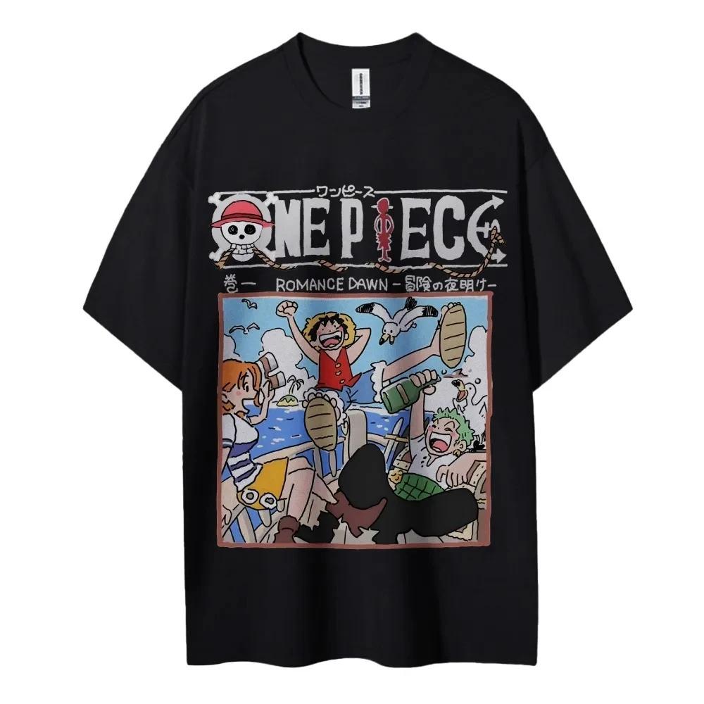 ONE PIECE Peripheral Products Men's 2026Summer Casual Oversized Tee Breathable Cotton Daily Lounging and Comic Themed Parties 