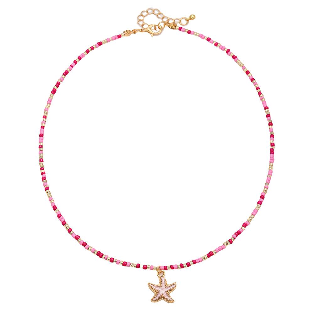 Vendita Calda Festa Parabrezza Collana di Perle di Riso Elementi Marini Femminile Stella Marina Versatile Ciondolo Collana Regolabile