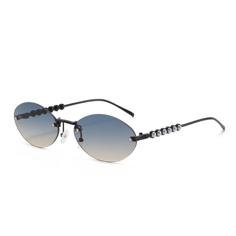 Pearlescent Oval Metal Sunglasses With Uv400 Protection For Stylish Outdoor Fashion