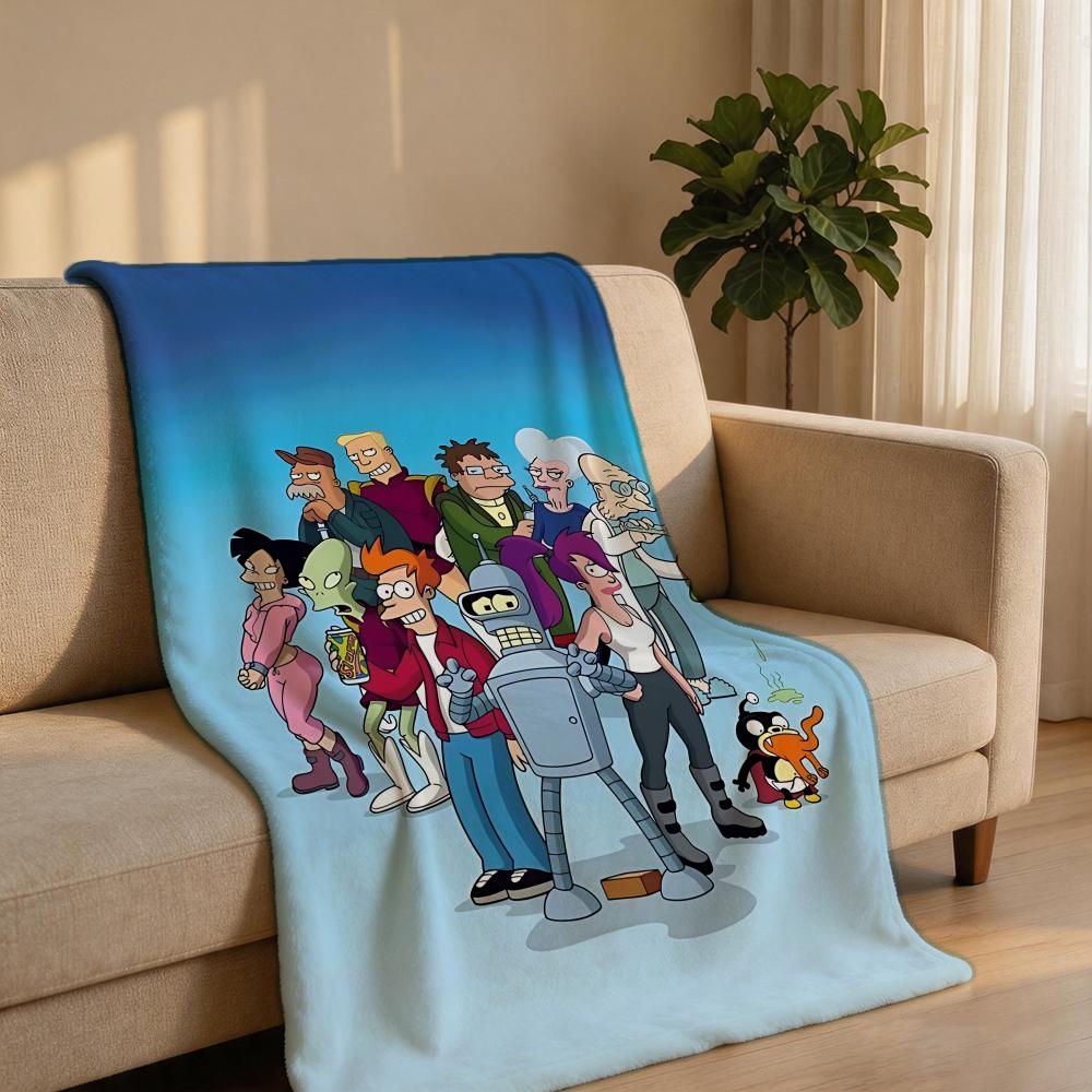 Animation F-FuturamaS Throw Short Plush Throw Blanket Soft Skin-Friendly Multi-Scene Home Office
