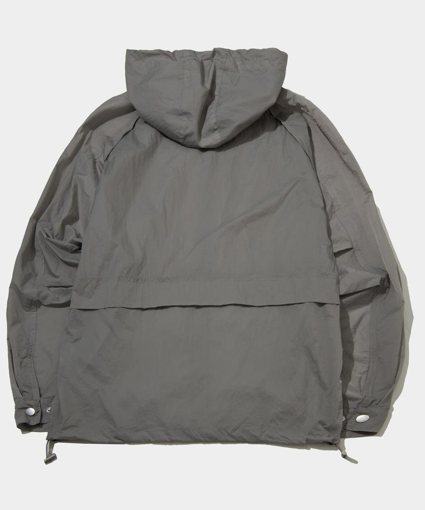 Placestudioman Athletic Cuff String Detail Windbreaker Hooded Jacket [Grey]