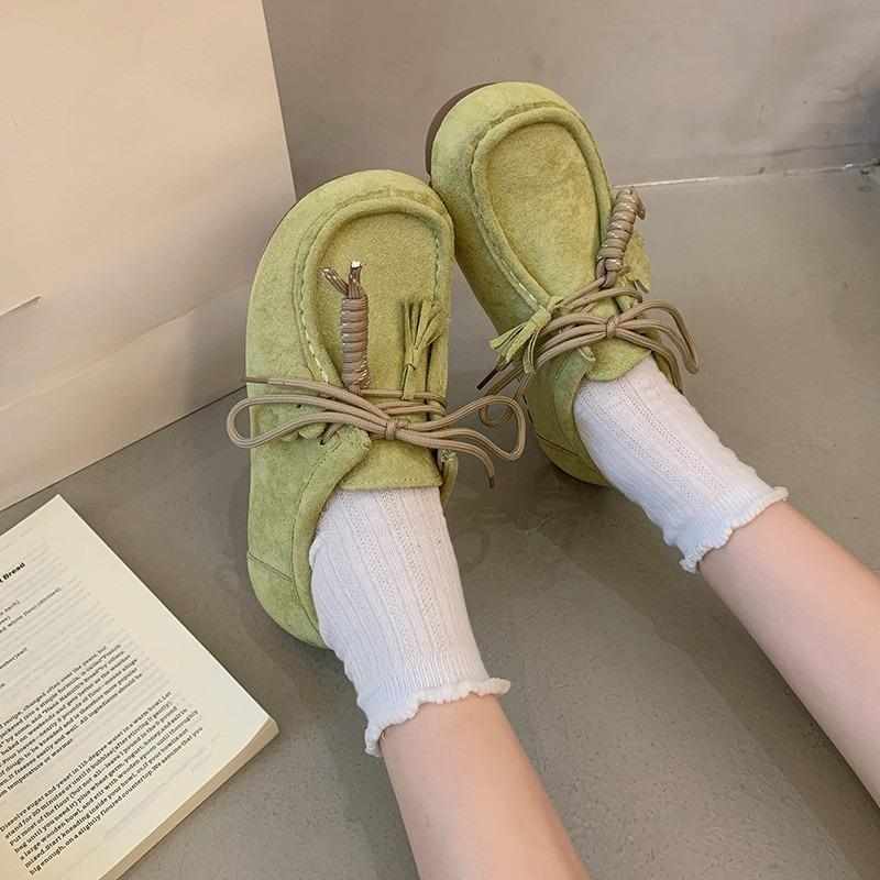 Fashion 2025 Early Autumn Doudou Shoes New Soft-soled Tassel Flat-soled Retro Lazy Slip-on Women's Singles