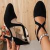 Fashion 2025  Summer New Pu Leather Elegant Middle Toe Mules Black Comfortable Wear-resistant Ladies Luxury Sandals   Sizes