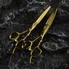 6,0 polegadas FM-20 dourado, grão de água, tesoura de cabelo, tesoura de cabelo, tesoura reta, tesoura de franja, tesoura de dentes
