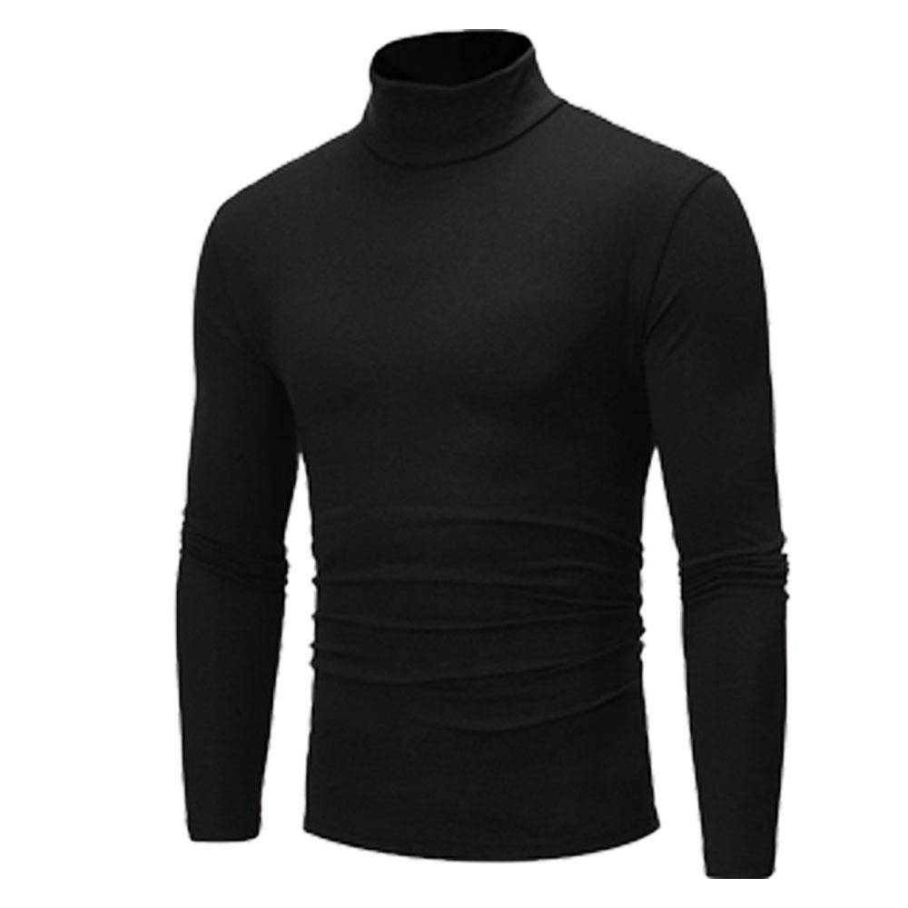 Herren Slim Fit Pullover-T-Shirt mit hohem Kragen und langen Ärmeln für Herbst/Winter