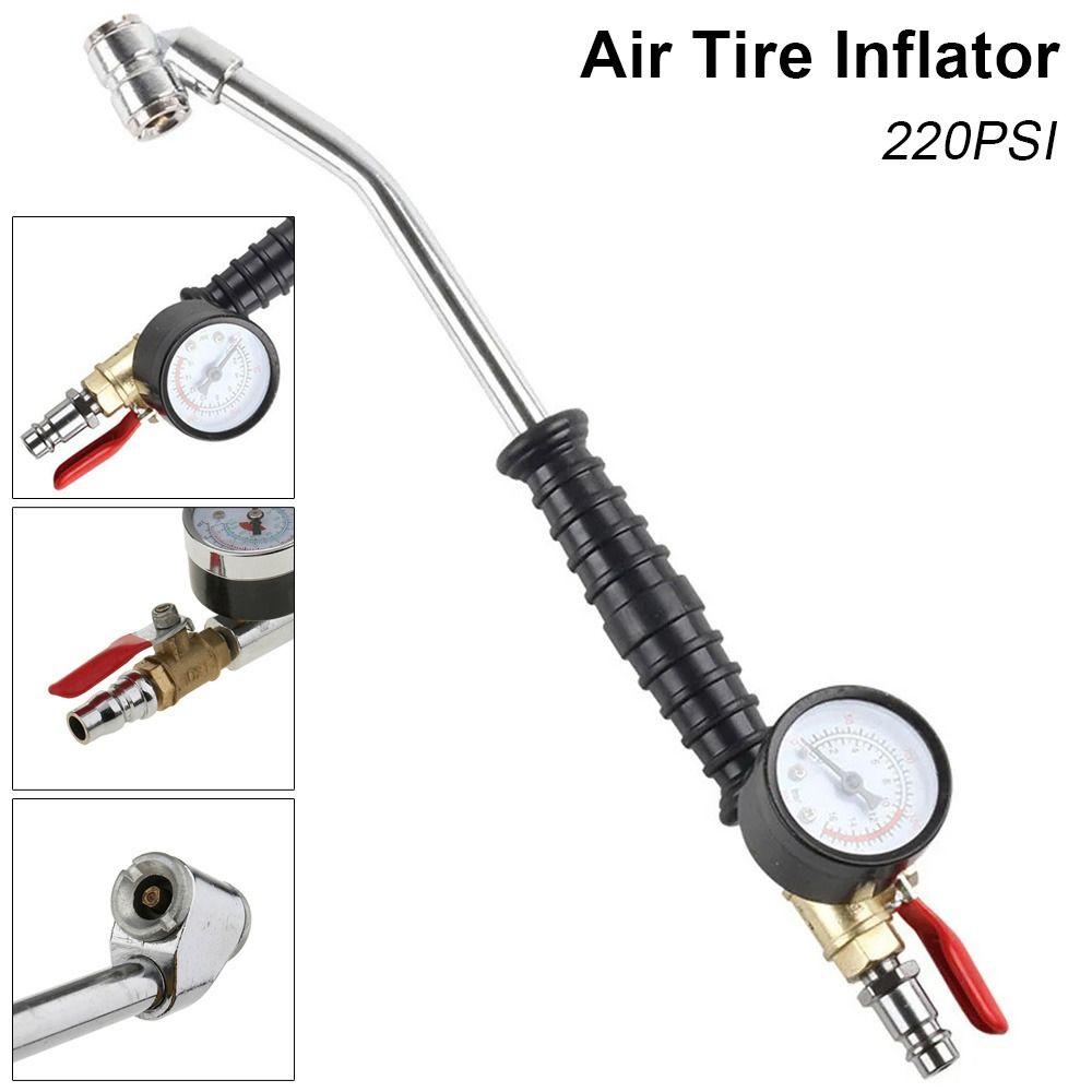 1Pcs Tire Maintenance Air Tire Inflator 220PSI 30cm Tire Maintenance Tool Valved Compressor Tire Pressure Gauge