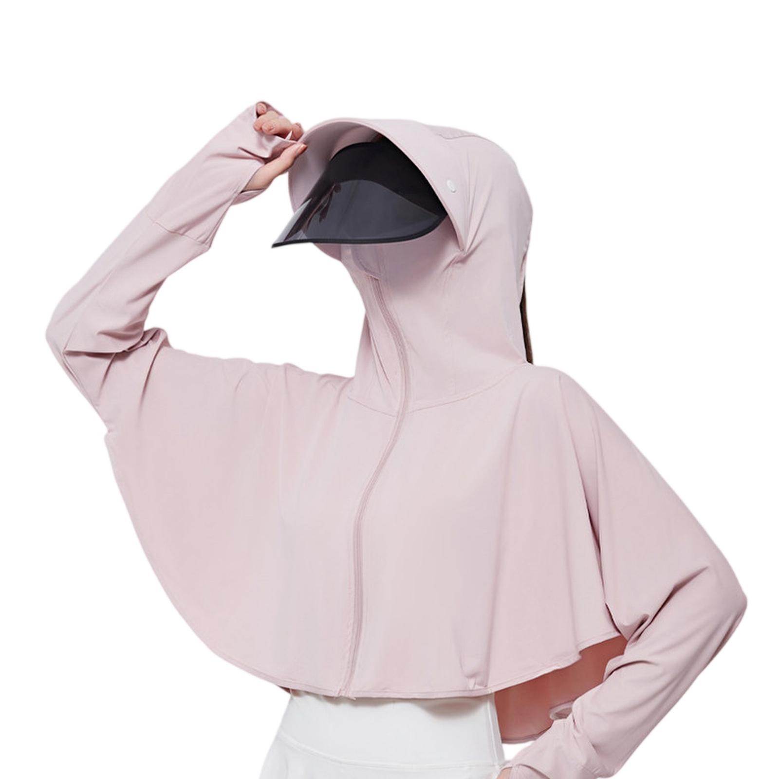 

Women s Ice Silk UPF50+ Lightweight Breathable Loose-Fit Hooded Jacket With Detachable Rotatable Visor One Size