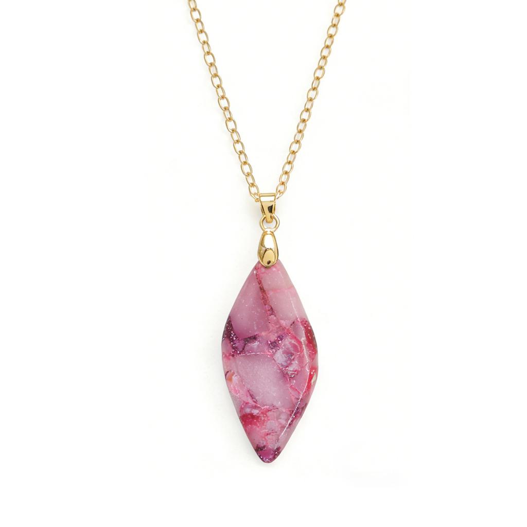 Exclusive Natural Stone Plated 18K Real Gold Chain Pendant Necklace Earrings Jewelry