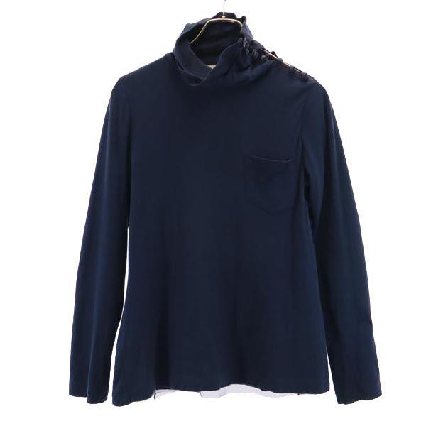 sacai luck Long sleeve turtleneck Cut 2 Navy Tulle lining Women Used