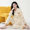 Women's Cotton Pajama Set - Long Sleeve V-Neck Cardigan with Pants, Kimono Style, Plus Size