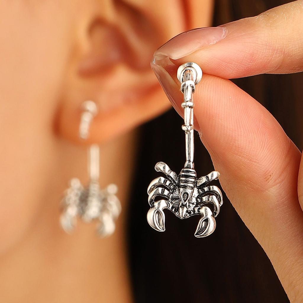 High-quality 2026 Jewelry, Punk Dark Scorpion Contour Stud Earrings, Sweet and Cool Personality Animal Scorpion Ear Bone Clip Ear Hanging