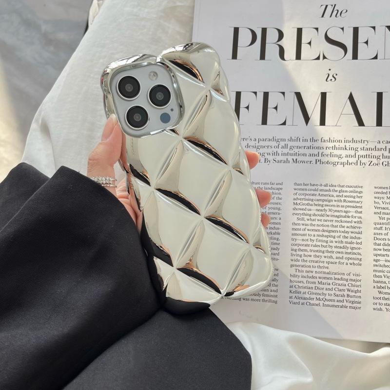 3D Electroplated Diamond Pattern Case for iPhone 16 Pro Max, Apple 17, 14, and 15