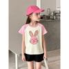 Brand Children's Clothing 2026 Summer New Style Girls' Short-Sleeved Tops Korean Style Cartoon Rabbit Pure Cotton T-Shirt Baby Clothes