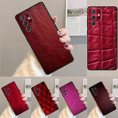 Red Leather Pattern Design Phone Case For Samsung Galaxy Note 10 Pro S26 S25 S24 S23 S22 Ultra Plus S21 FE S20 Shockproof Cover