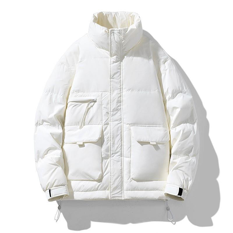 Mens Winter Hooded Puffer Jacket With White Duck Down 76-80% Fill Power 550 Loose Fit Long Length Casual Outdoor