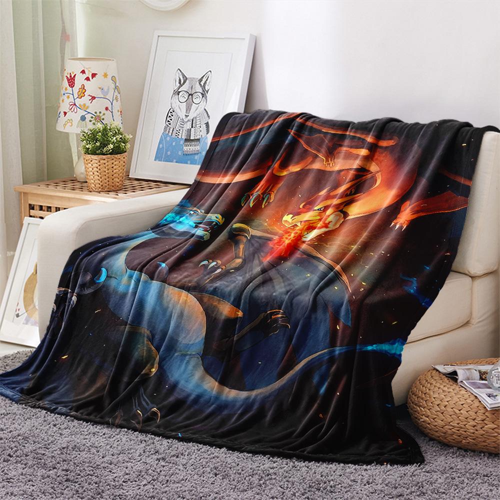 Cute Charizard  Print Flannel Blanket, High quality Comfortable for All Seasons, Home Decor, Warmth and Comfort