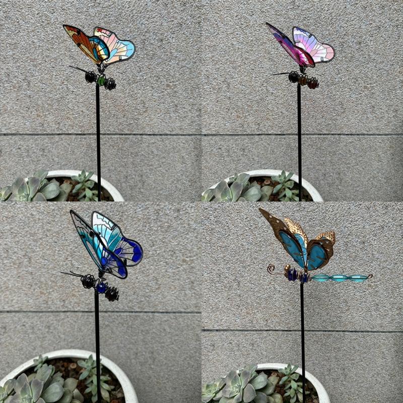 Colorful Butterflies Garden Decors Stakes Waterproof 3D Garden Ornaments Outdoor Decorations for Patio Lawn Decorations