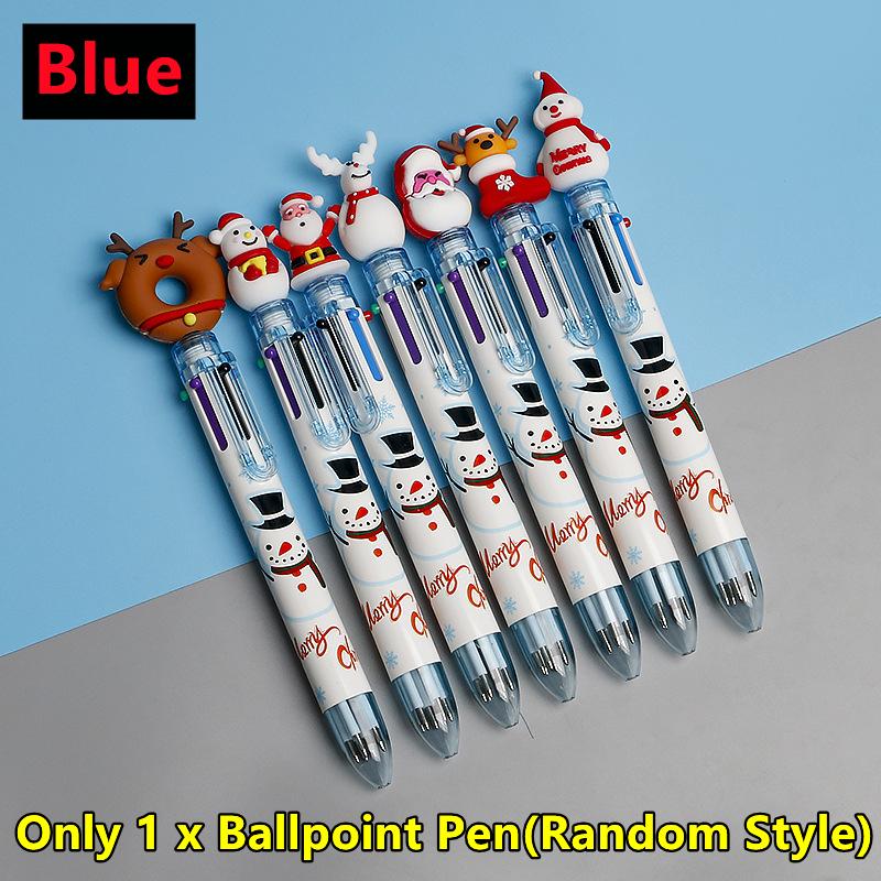 10-1 buc. Desen animat Moș Crăciun Pom de Crăciun Pix cu bilă cu șase culori Cadou Crăciun Fericit Papetărie Instrument de scris Rechizite de birou școlare