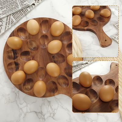 Plateau à œufs en bois à 6/24 trous Support de rangement pour œufs ménager Organisateur de cuisine réfrigérateur Gain de place pour l'exposition sur table