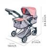 2-in-1 Baby Doll Stroller with Canopy Storage Basket Doll Pushchair Trendy Pram Kids Pretend Play Toy Fits Dolls Up To 18"/45cm