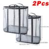 1/2pcs Nylon Mesh Laundry Basket with Handle Breathable Folding Portable Dirty Clothes Organizer Large Capacity Laundry Basket