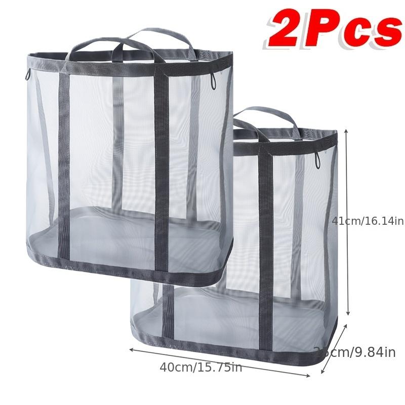 1/2pcs Nylon Mesh Laundry Basket with Handle Breathable Folding Portable Dirty Clothes Organizer Large Capacity Laundry Basket