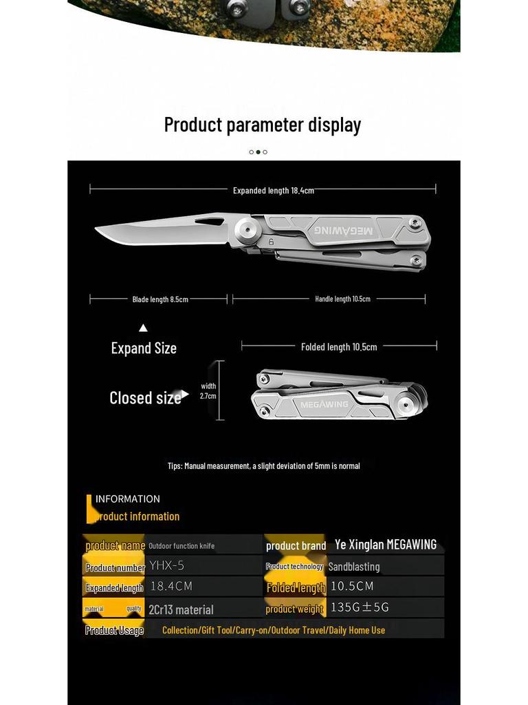 Multifunctional Portable Outdoor Folding Tool: Knife, Scissors, Screwdriver for Camping, Mountaineering, and Car Emergencies.